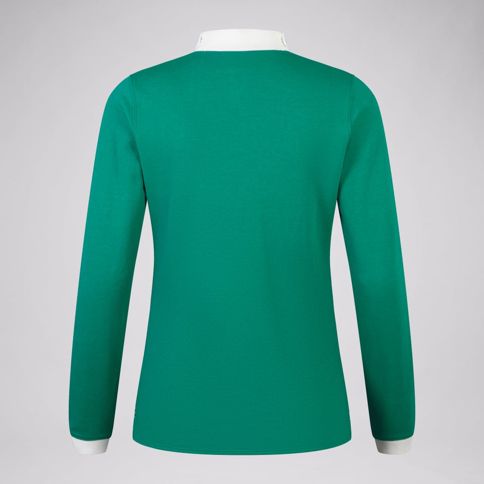 Womens Ireland Home Long Sleeved Classic Polo Shirt Green/White