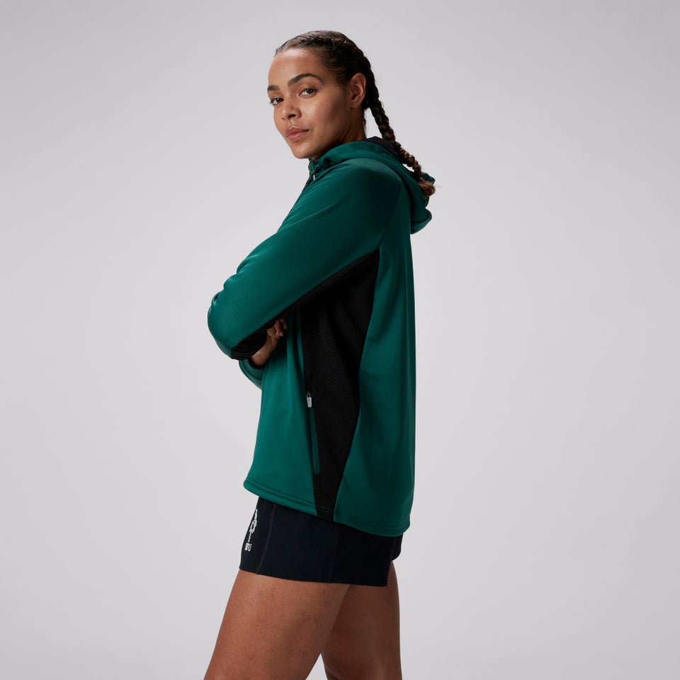 Womens Ireland Overhead Zip Training Hoody (Nb) Black/Green