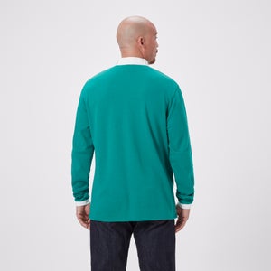 Mens Ireland Home Long Sleeved Classic Polo Shirt Green/White
