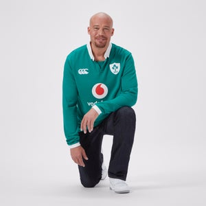 Mens Ireland Home Long Sleeved Classic Polo Shirt Green/White