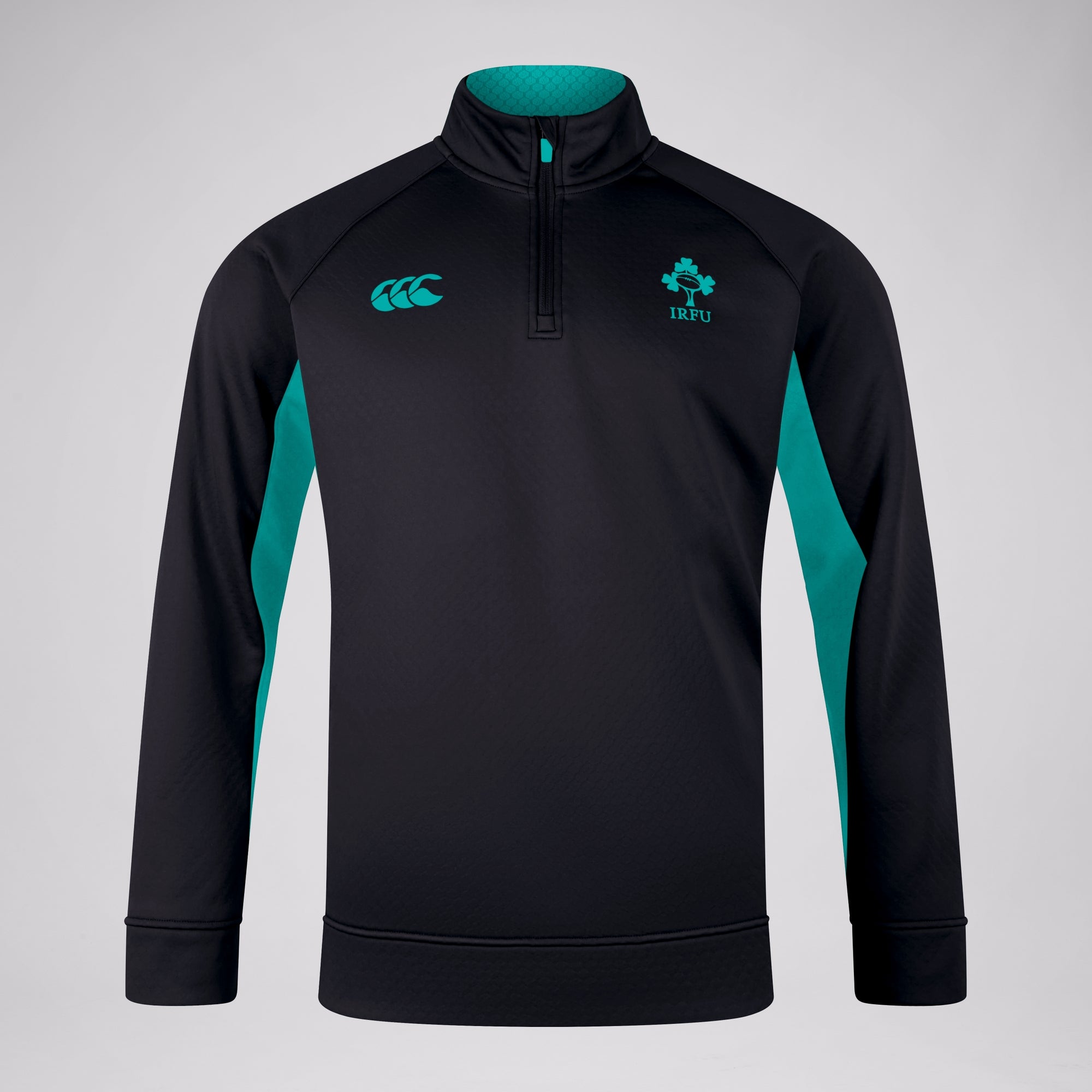 Mens Ireland 1/4 Zip Training Top Black/Green | Canterbury