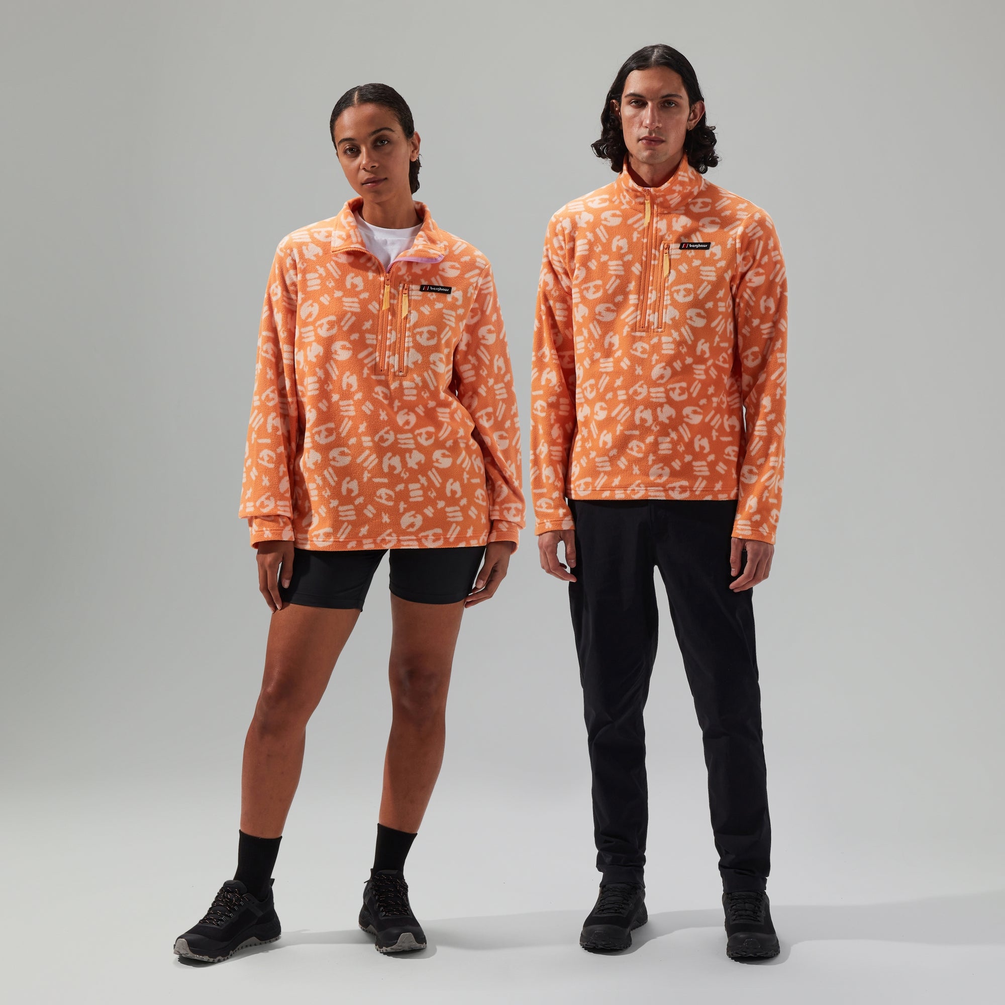Unisex Prism Printed Trango Half Zip Fleece Orange