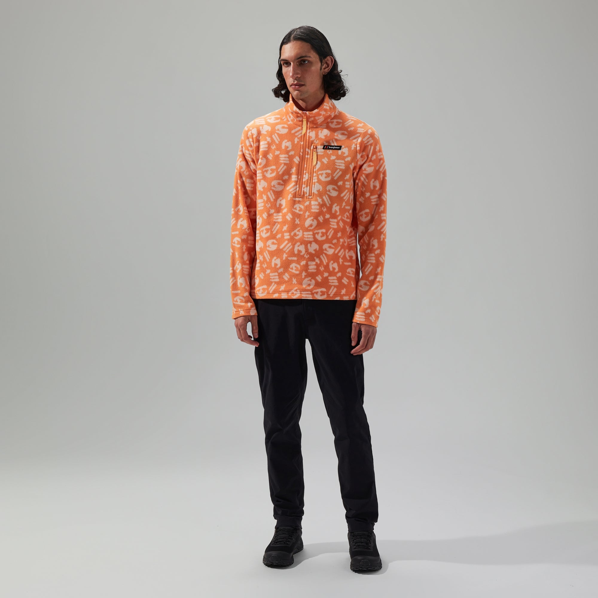 Unisex Prism Printed Trango Half Zip Fleece Orange