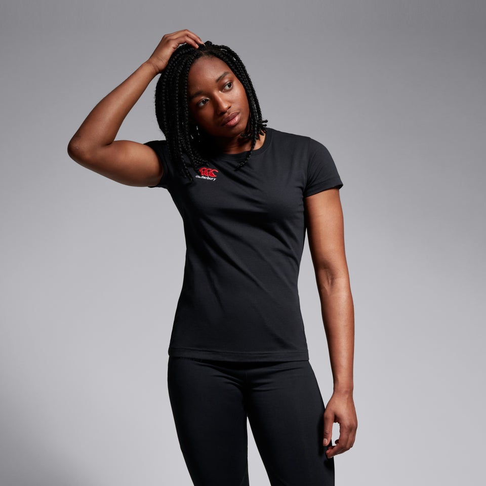 Womens Small Logo Cotton Tee Black