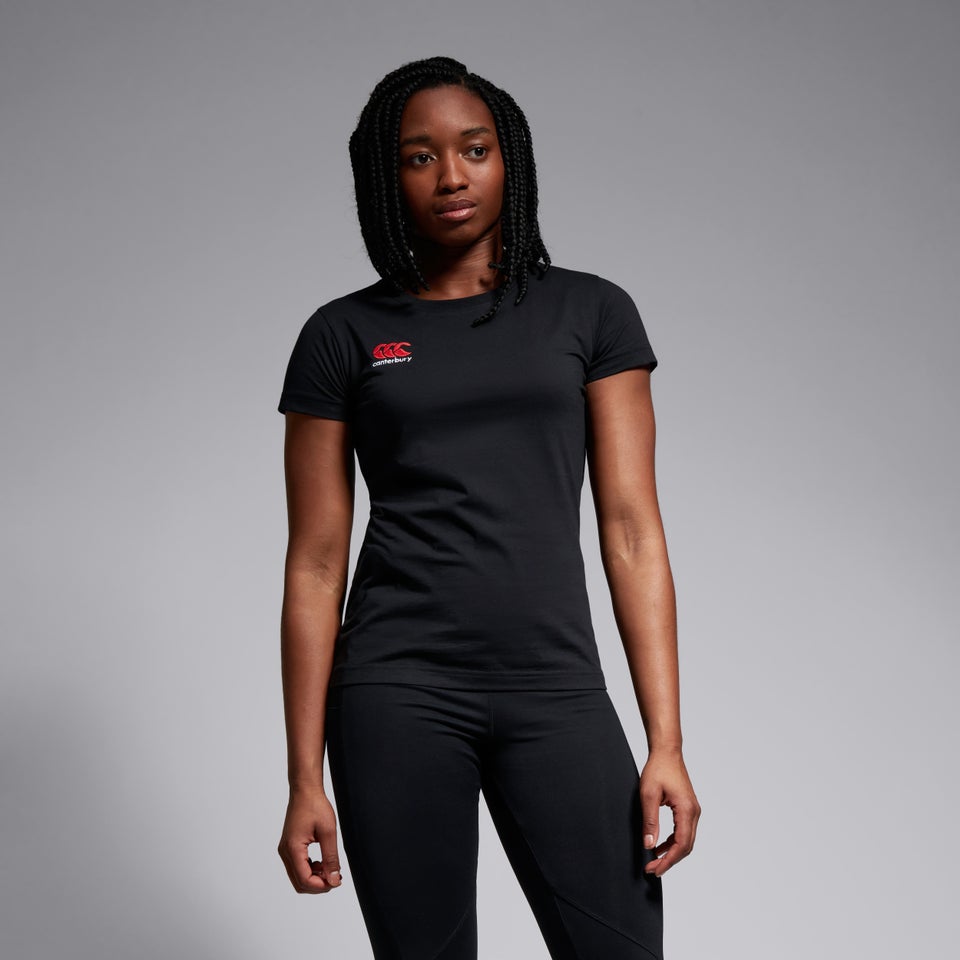 Womens Small Logo Cotton Tee Black