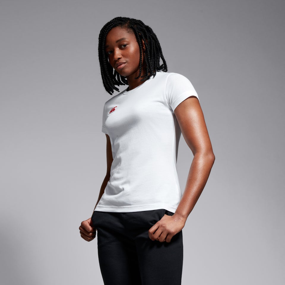 Womens Small Logo Cotton Tee White