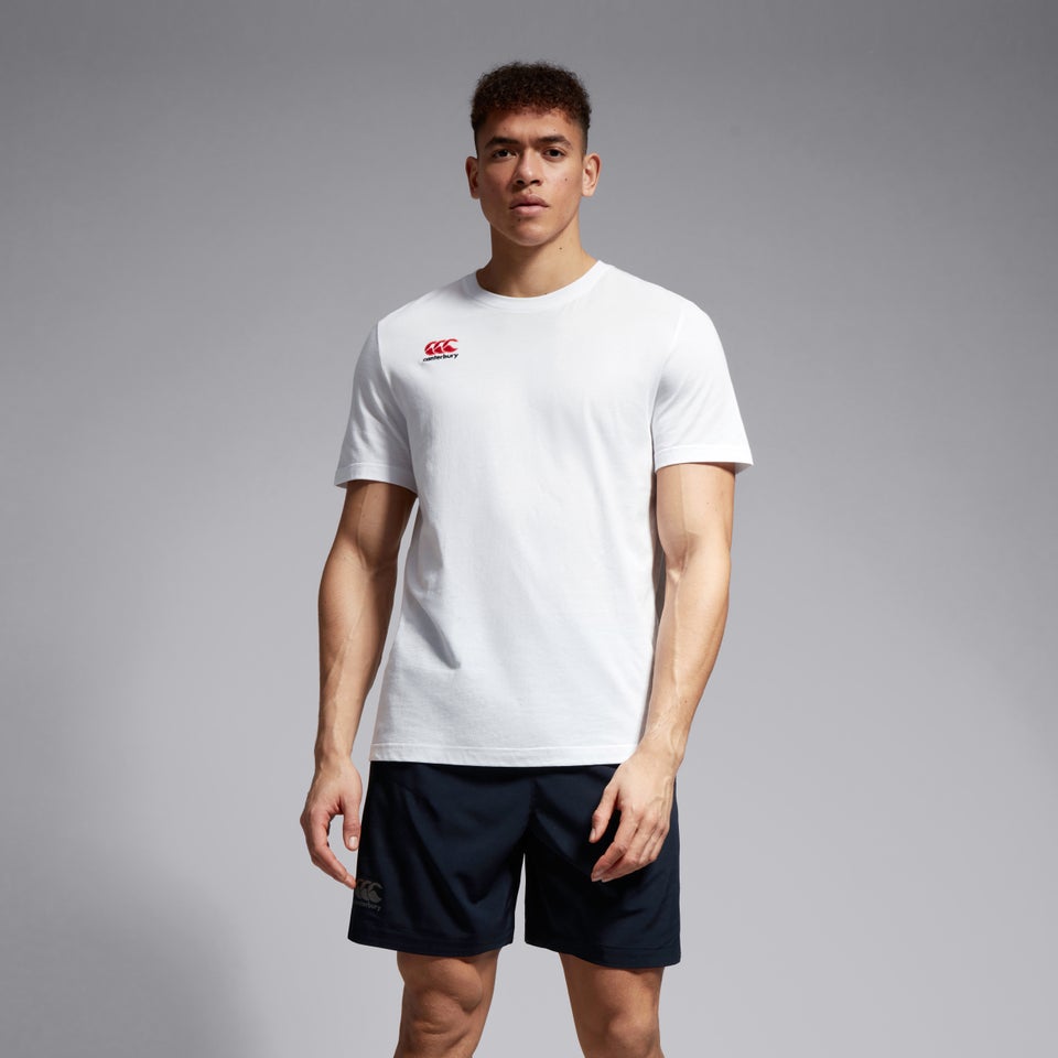 Mens Small Logo Cotton Tee White