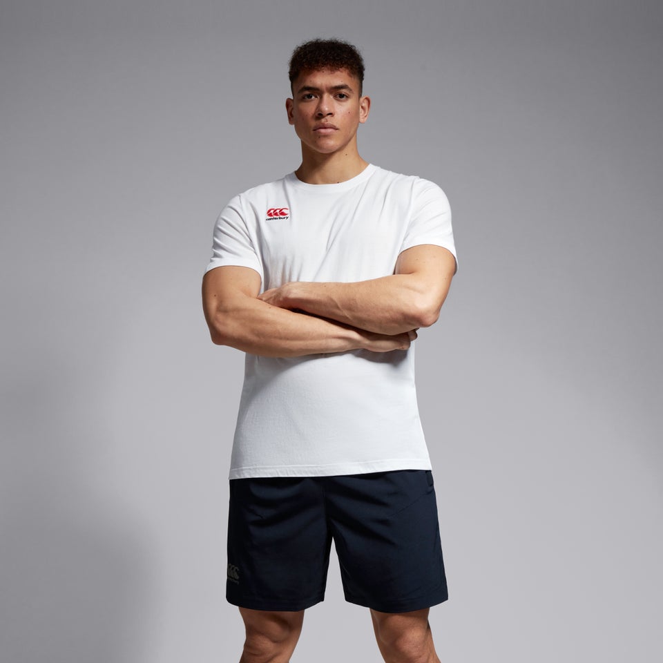 Mens Small Logo Cotton Tee White