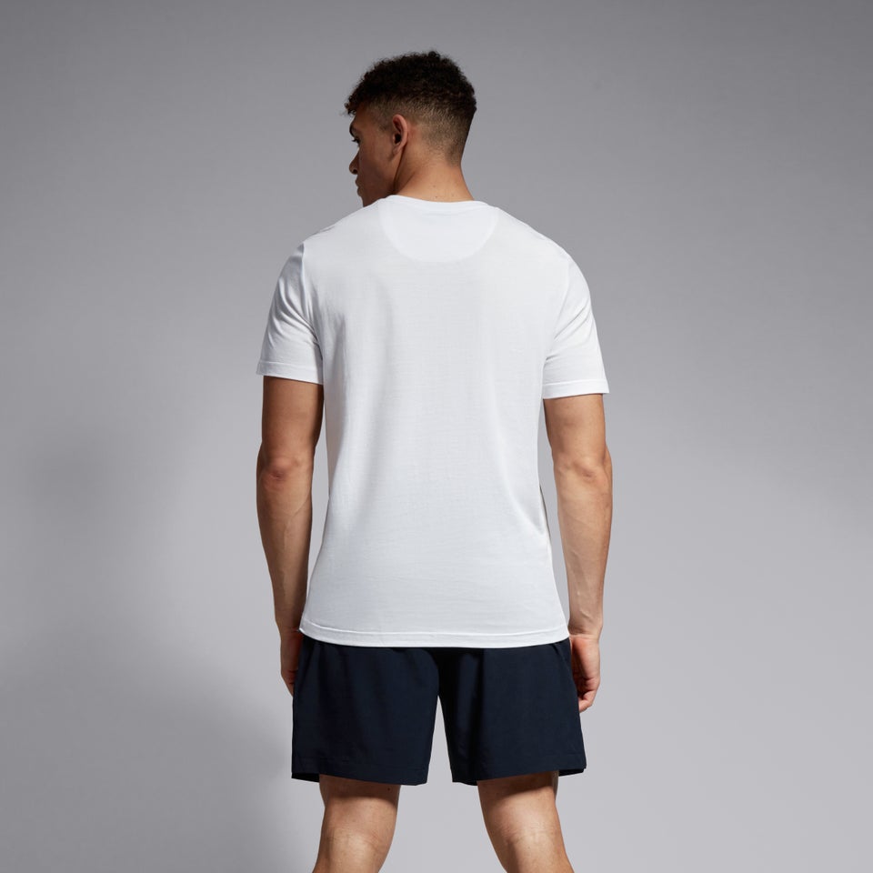 Mens Small Logo Cotton Tee White