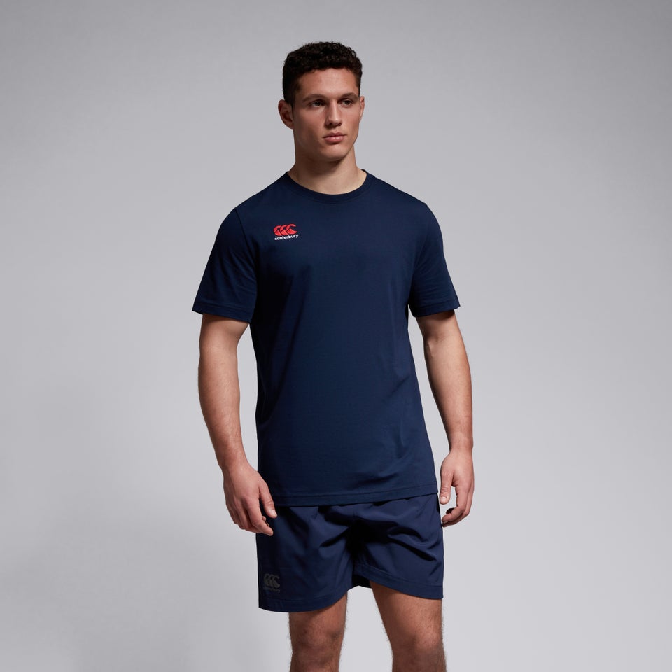 Mens Small Logo Cotton Tee Navy