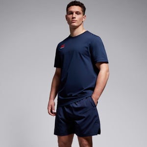 Mens Small Logo Cotton Tee Navy