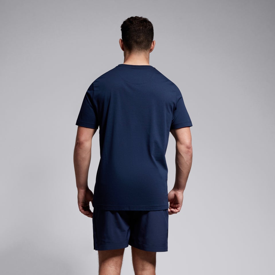 Mens Small Logo Cotton Tee Navy