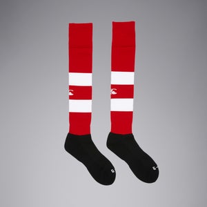 CANTERBURY CLUB HOOPED SOCK FLAG RED/WHITE - L