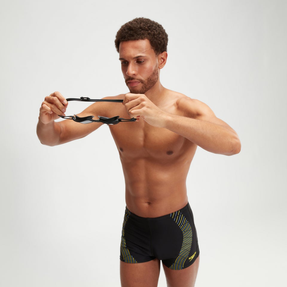 Men's Duo Logo Print Aquashorts Black/Yellow