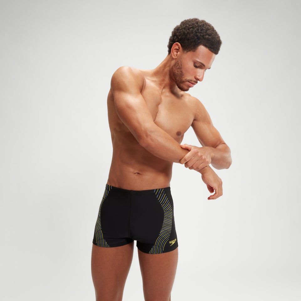 Men's Duo Logo Print Aquashorts Black/Yellow