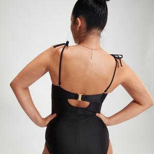 Formender Bandeau-Badeanzug für Damen Schwarz