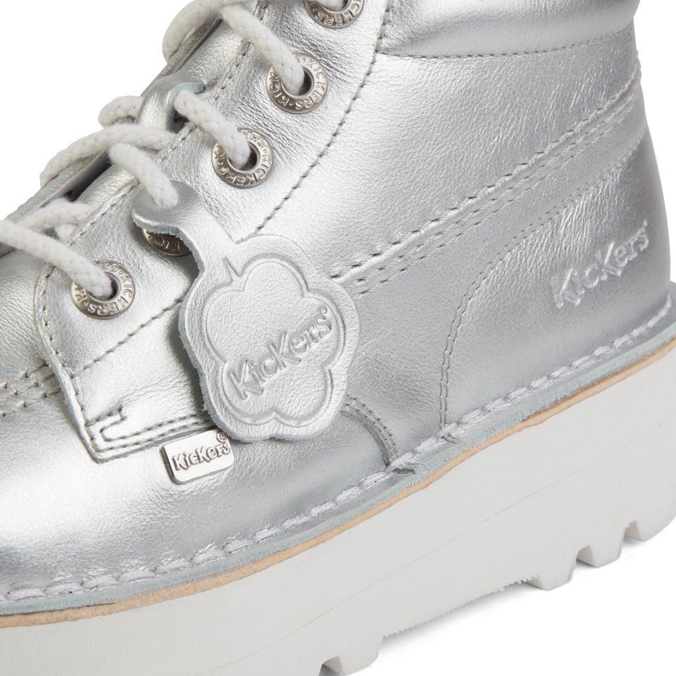 Adult Unisex Kick Hi Stack Leather Silver