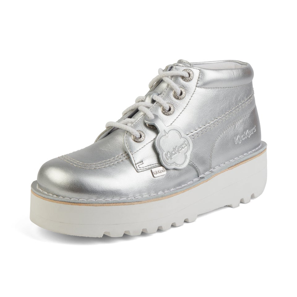 Adult Unisex Kick Hi Stack Leather Silver