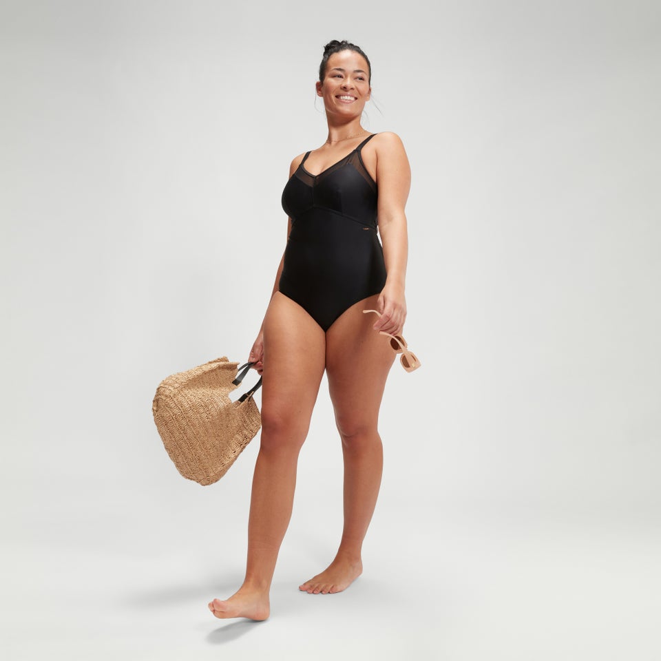Women's Shaping Mesh Detail Swimsuit Black