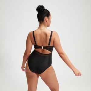 Maillot de bain Femme effet galbant détails en maille Asymmetric noir