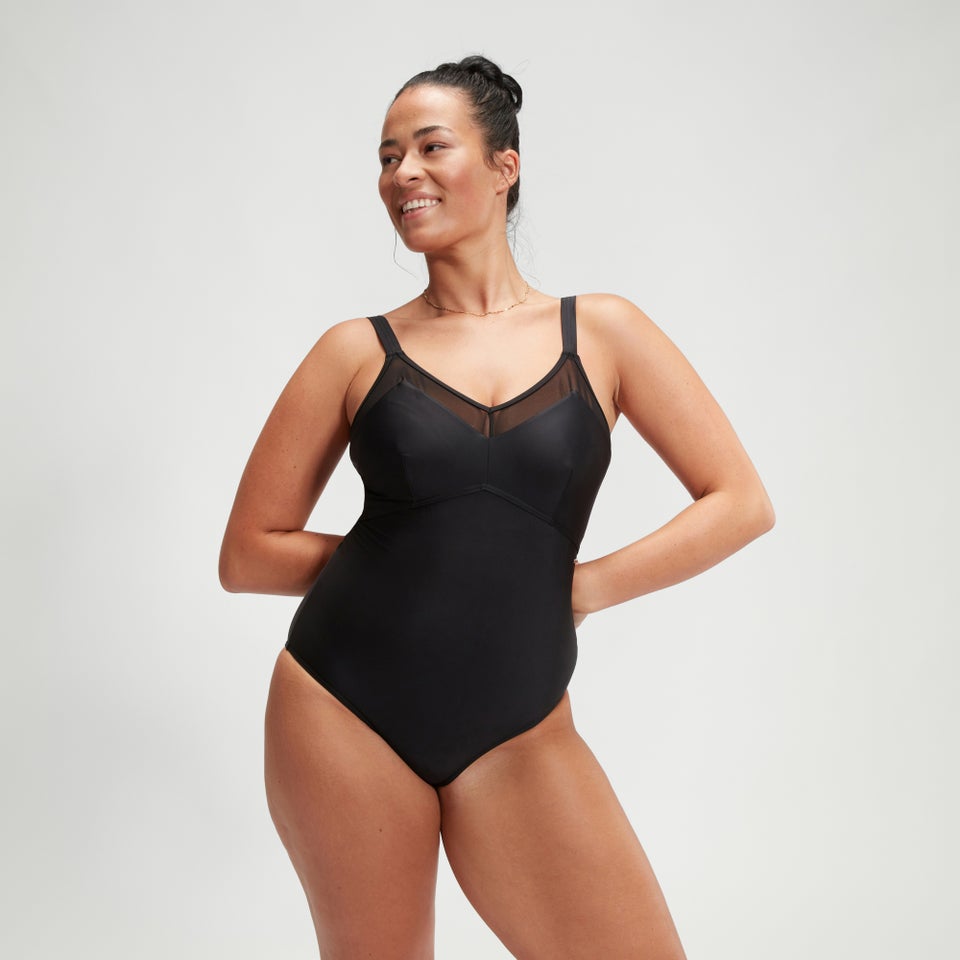 Women's Shaping Mesh Detail Swimsuit Black