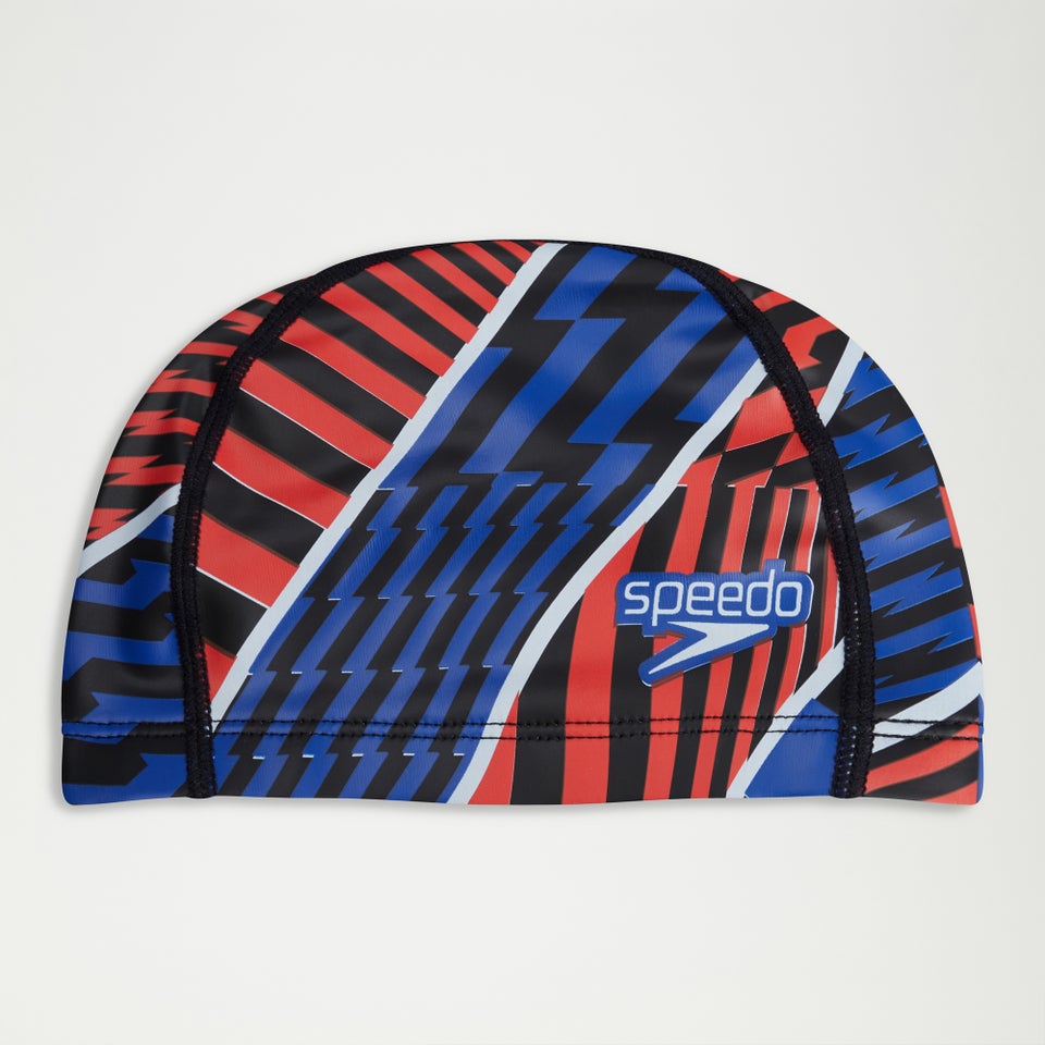 Bedruckte Pace-Badekappe für Kinder Schwarz/Rot