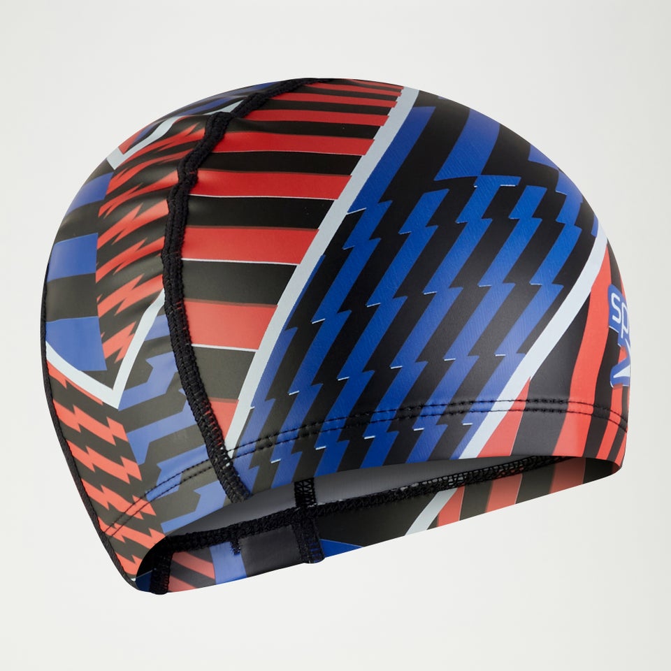 Bedruckte Pace-Badekappe für Kinder Schwarz/Rot