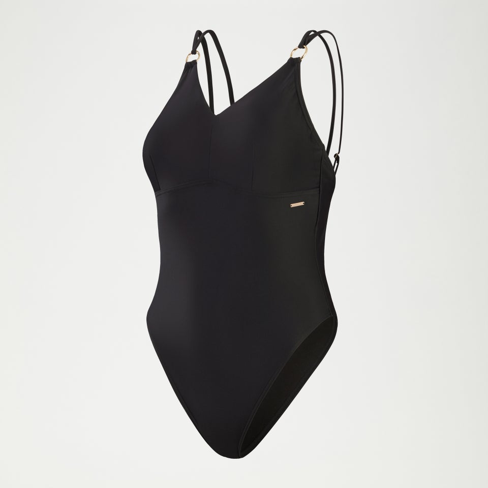 Maillot de bain Femme effet galbant à bretelles noir
