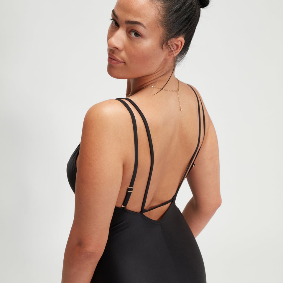 Maillot de bain Femme effet galbant à bretelles noir