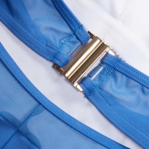 Women's Shaping Mesh Detail One Piece Blue