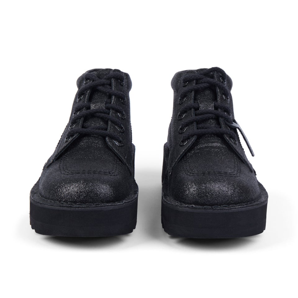 Adult Unisex Kick Hi Stack Glitter Text Black