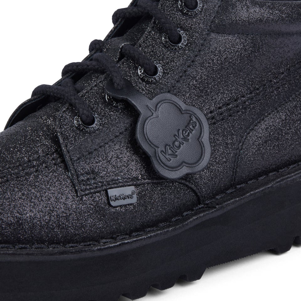 Adult Unisex Kick Hi Stack Glitter Text Black
