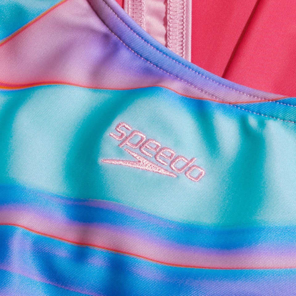 Maillot de bain Fille Pulseback imprimé bleu/rose