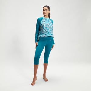 Bedruckte 3/4-Hose mit Einsätzen für Damen - XL