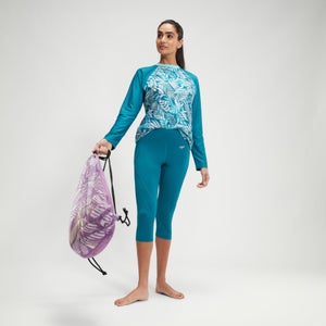 Women's Printed Panel 3/4 Pant Blue