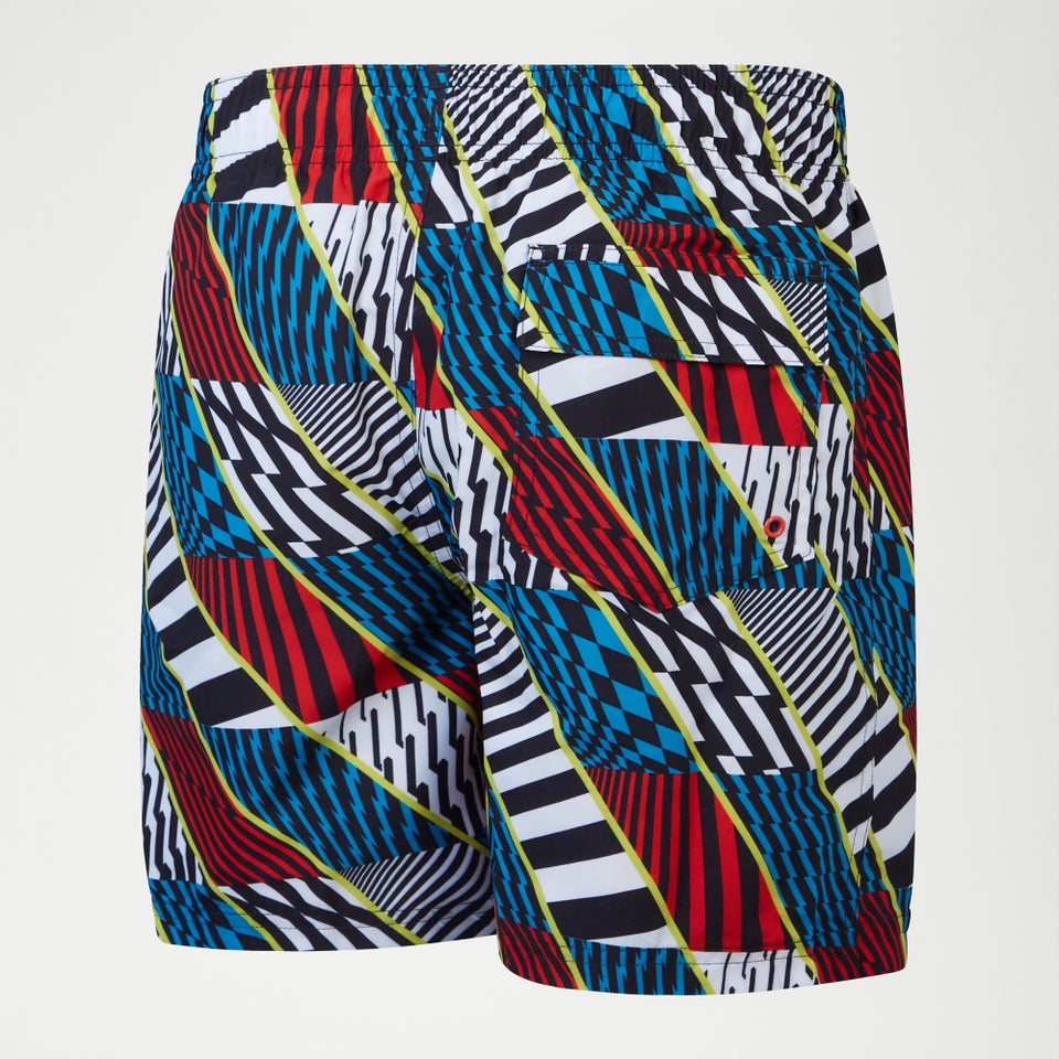 Digital bedruckte Schwimmshorts 38 cm für Jungen Schwarz/Rot/Blau