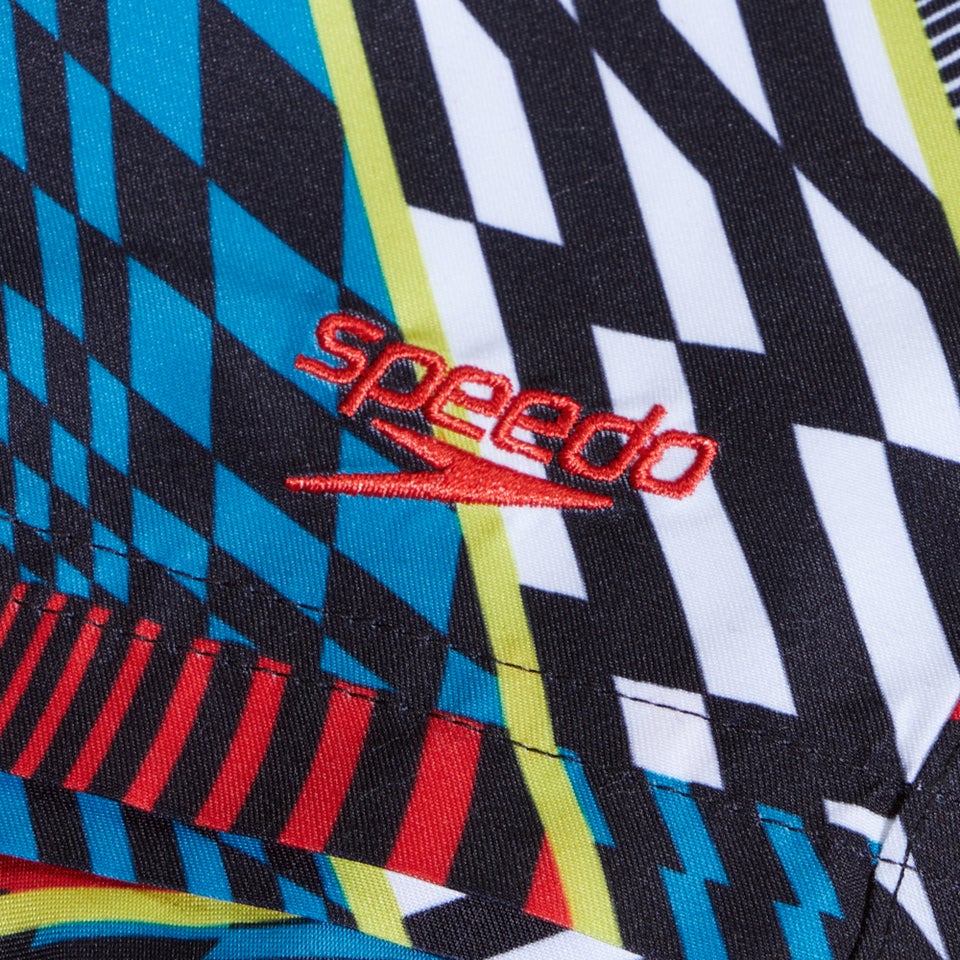 Digital bedruckte Schwimmshorts 38 cm für Jungen Schwarz/Rot/Blau