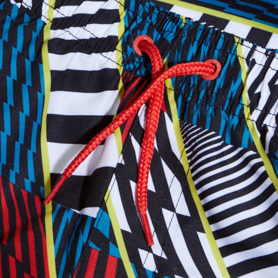 Digital bedruckte Schwimmshorts 38 cm für Jungen Schwarz/Rot/Blau