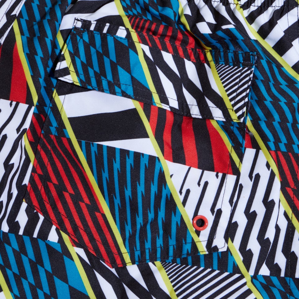 Digital bedruckte Schwimmshorts 38 cm für Jungen Schwarz/Rot/Blau