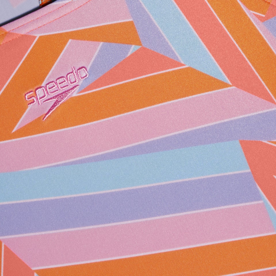 Bedruckter Medalist-Badeanzug für Mädchen Orange/Blau