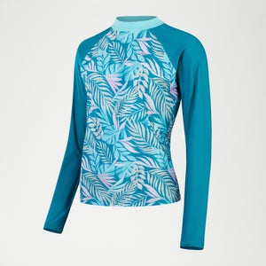 Bedrucktes Langarm-Schwimm-Shirt für Damen