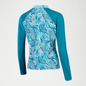 Bedrucktes Langarm-Schwimm-Shirt für Damen