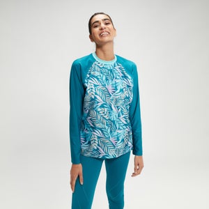 Bedrucktes Langarm-Schwimm-Shirt für Damen