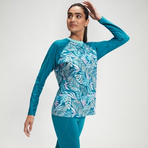 Bedrucktes Langarm-Schwimm-Shirt für Damen