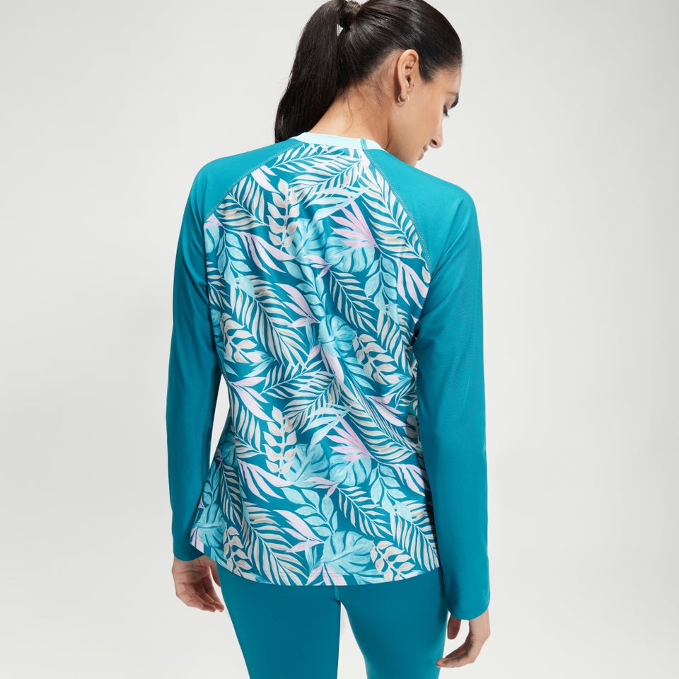 Bedrucktes Langarm-Schwimm-Shirt für Damen