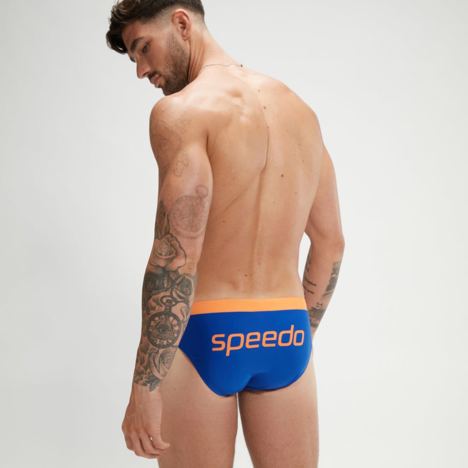 Logo-Badehose 7 cm für Herren Blau/Orange