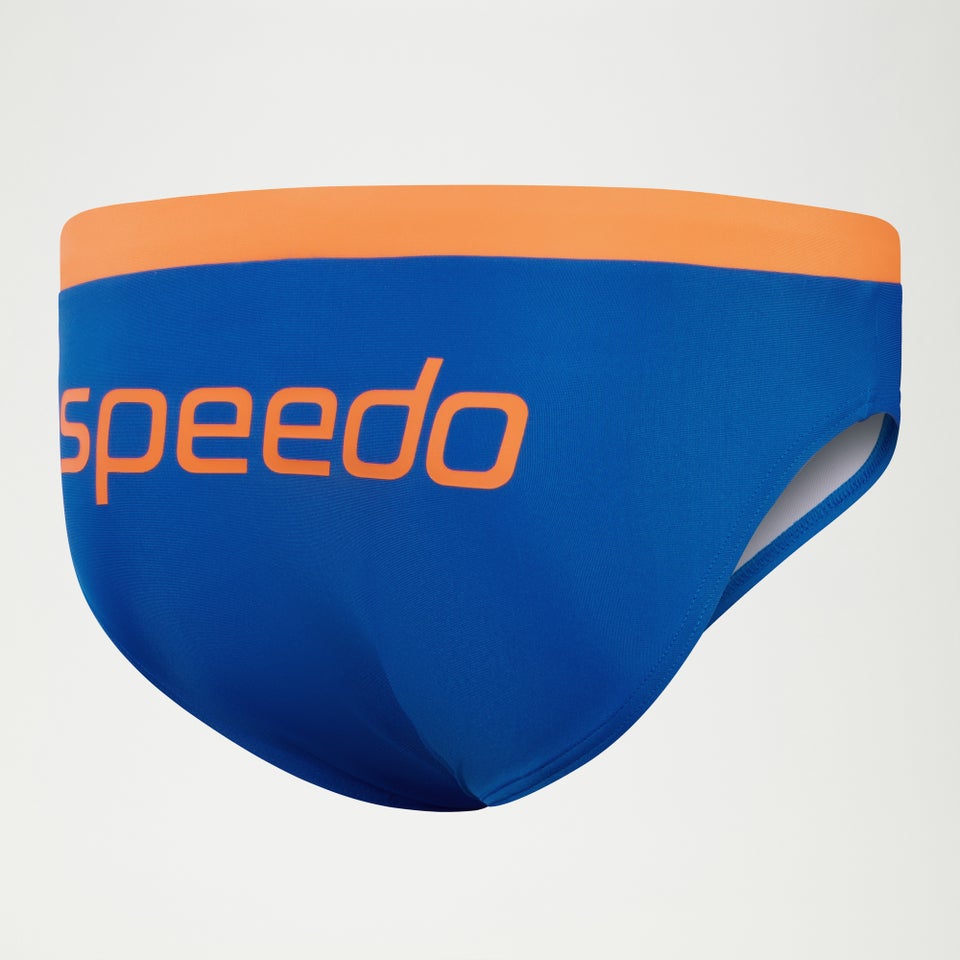 Logo-Badehose 7 cm für Herren Blau/Orange
