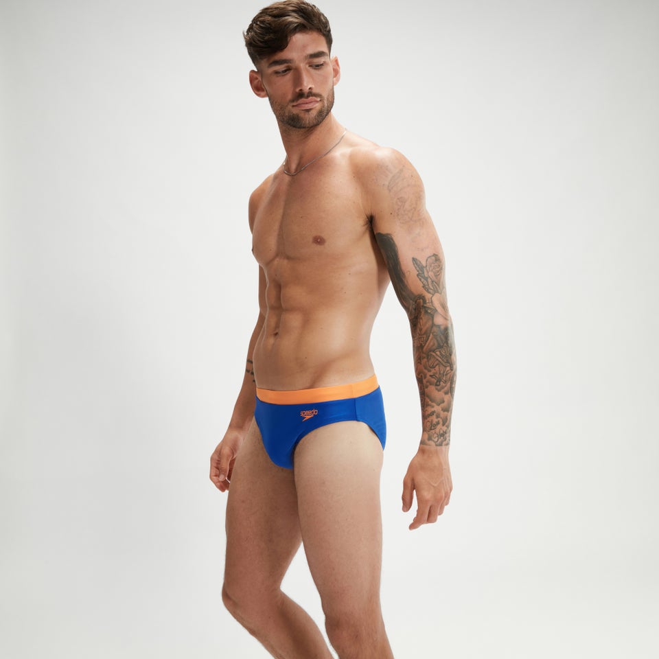 Logo-Badehose 7 cm für Herren Blau/Orange