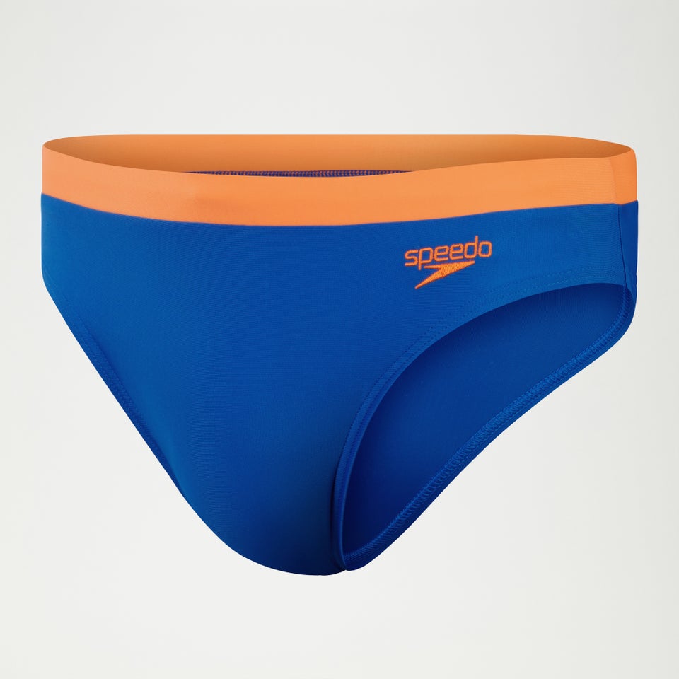 Logo-Badehose 7 cm für Herren Blau/Orange