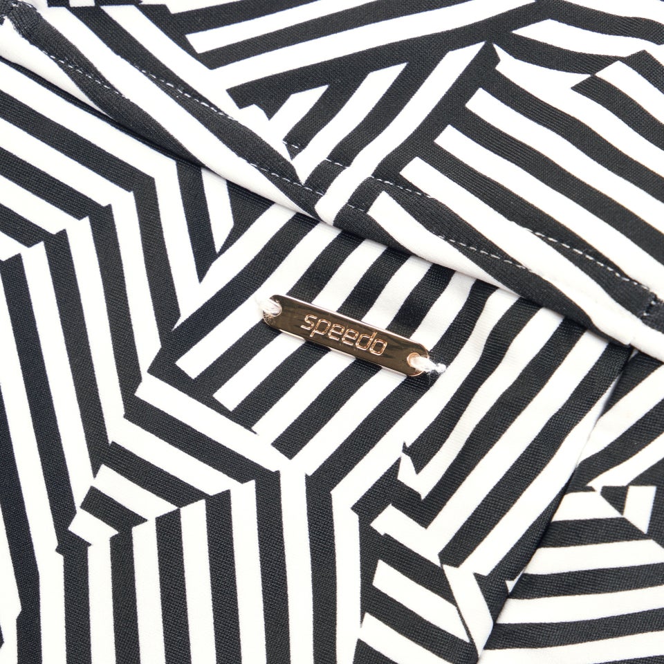 Formender bedruckter asymmetrischer Badeanzug für Damen Schwarz/Weiß